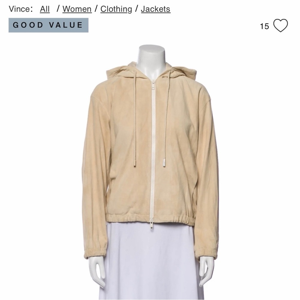 Vince Women's Suede Beige Hooded Utility Jacket-size M - Picture 4 of 16